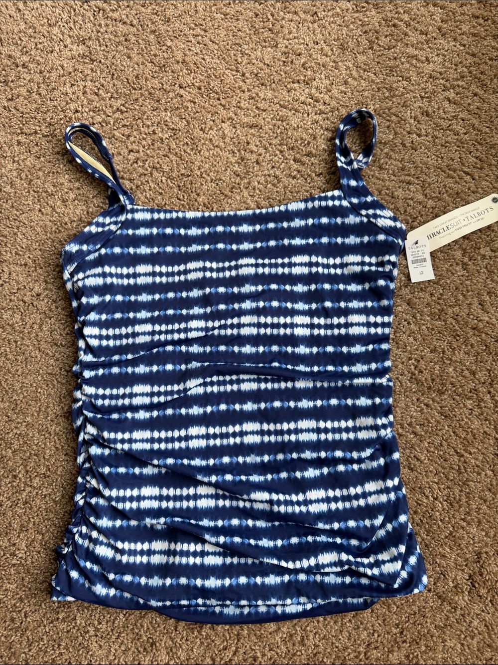 NWT Talbots Miracle Suit Navy and White Tie-Dye Camisole Size 12